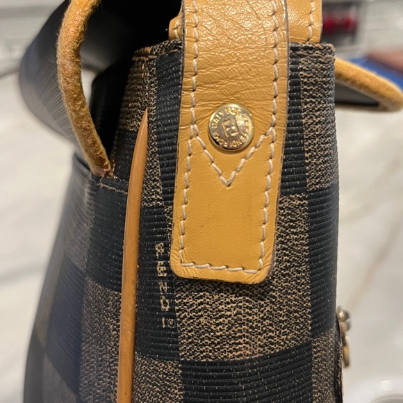 FENDI authentic rare vintage 90s Pequin checkerboard crossbody messenger bag EUC - Picture 7 of 16